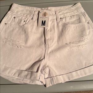 Rustic Rebel Women’s White Distressed Jean Shorts